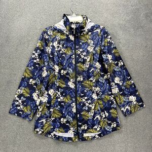 Susan Graver Jacket Womens XS Blue Water Resistant Parka Hooded Tropical